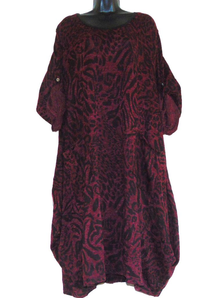  photo New Plus Size LAGENLOOK Quirky BALLOON Shaped BOHO Tulip LINEN Dress XXL 50 wine.jpg