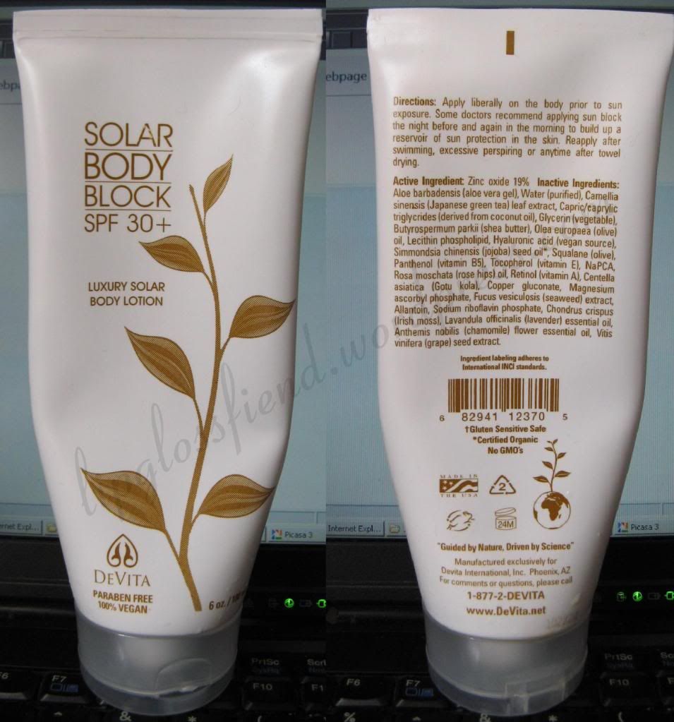 devita solar body moisturizer