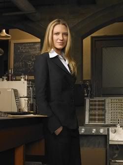 Olivia Dunham, rocking a suit and a centrifuge.