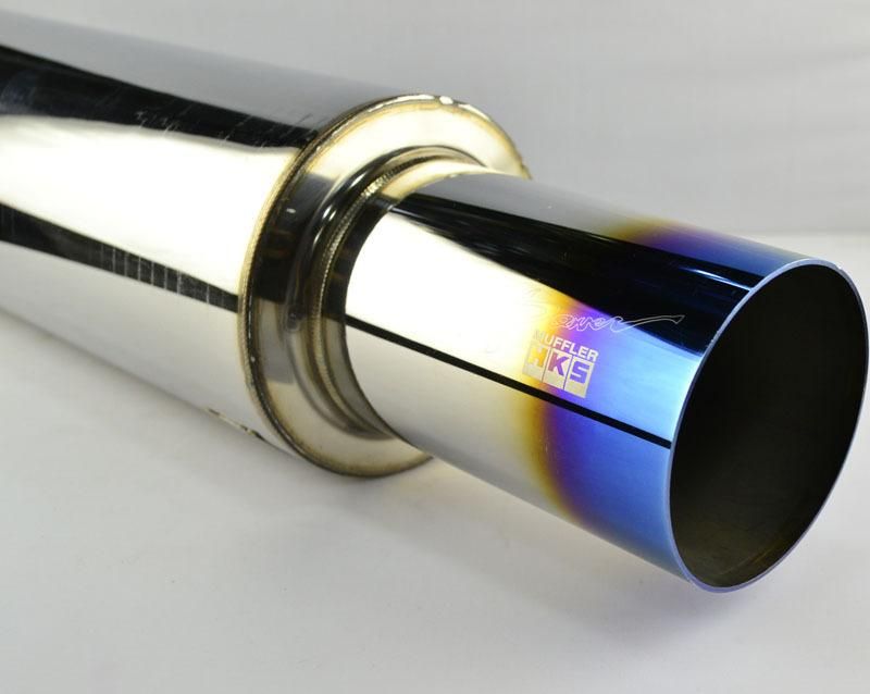 HKS Stainless Steel Hi Power Ti Muffler Burnt Blue Flame Exhaust Tail Pipe