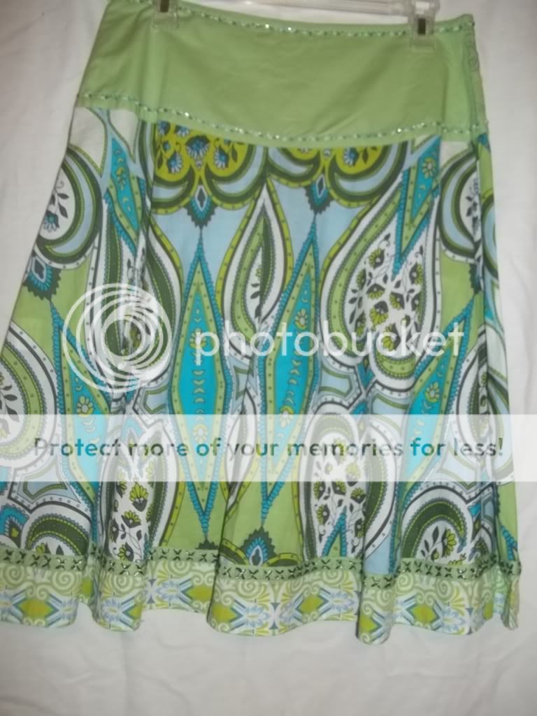 BEAUTIFUL Green & Blue Sequin, Beaded Paisley Skirt, Sizes 4 10, $99 