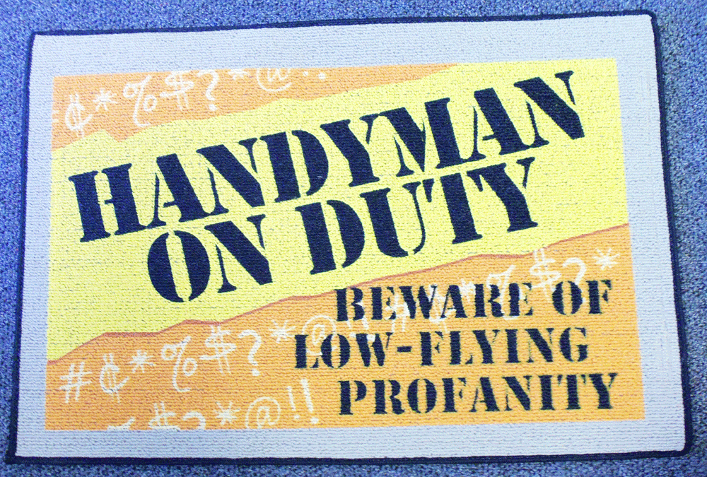 Funny Handyman On Duty Floormat Humorous Welcome Mat  