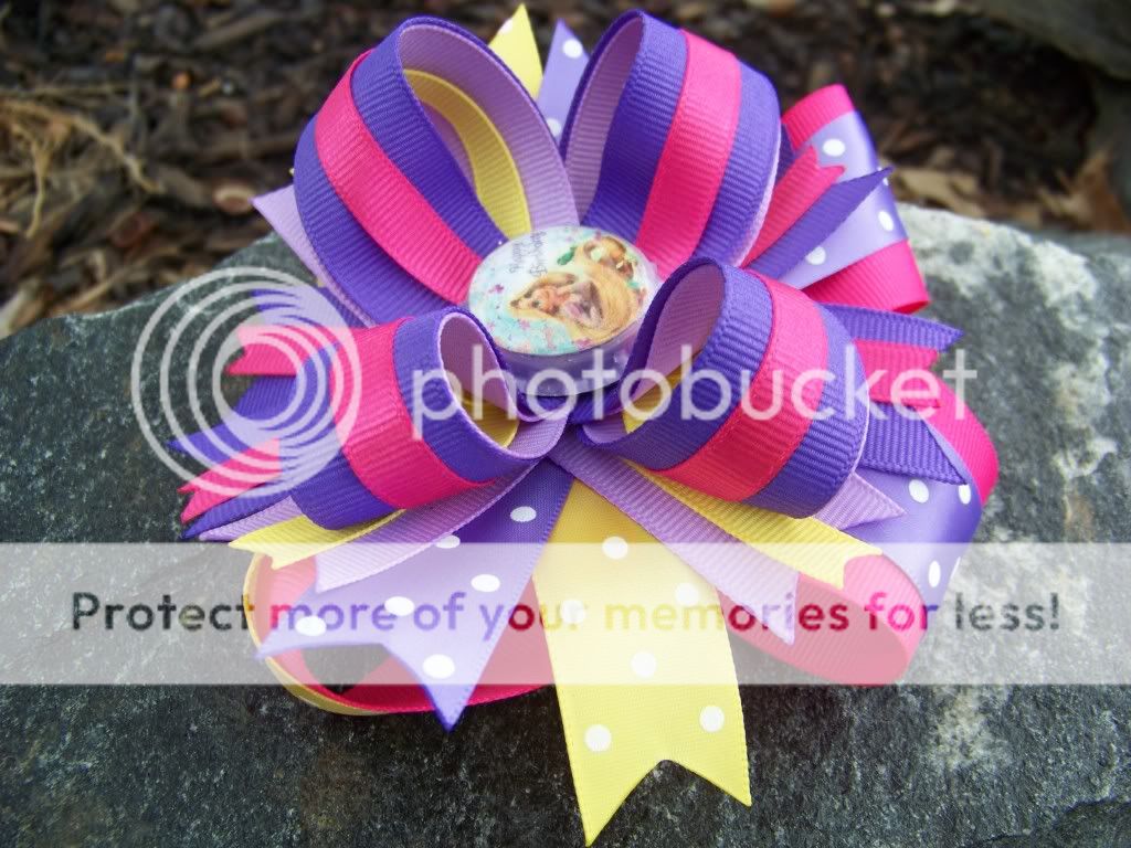 TANGLED PURPLE ~ PINK & YELLOW “HAPPY BIRTHDAY” BOTTLECAP GIRLS 