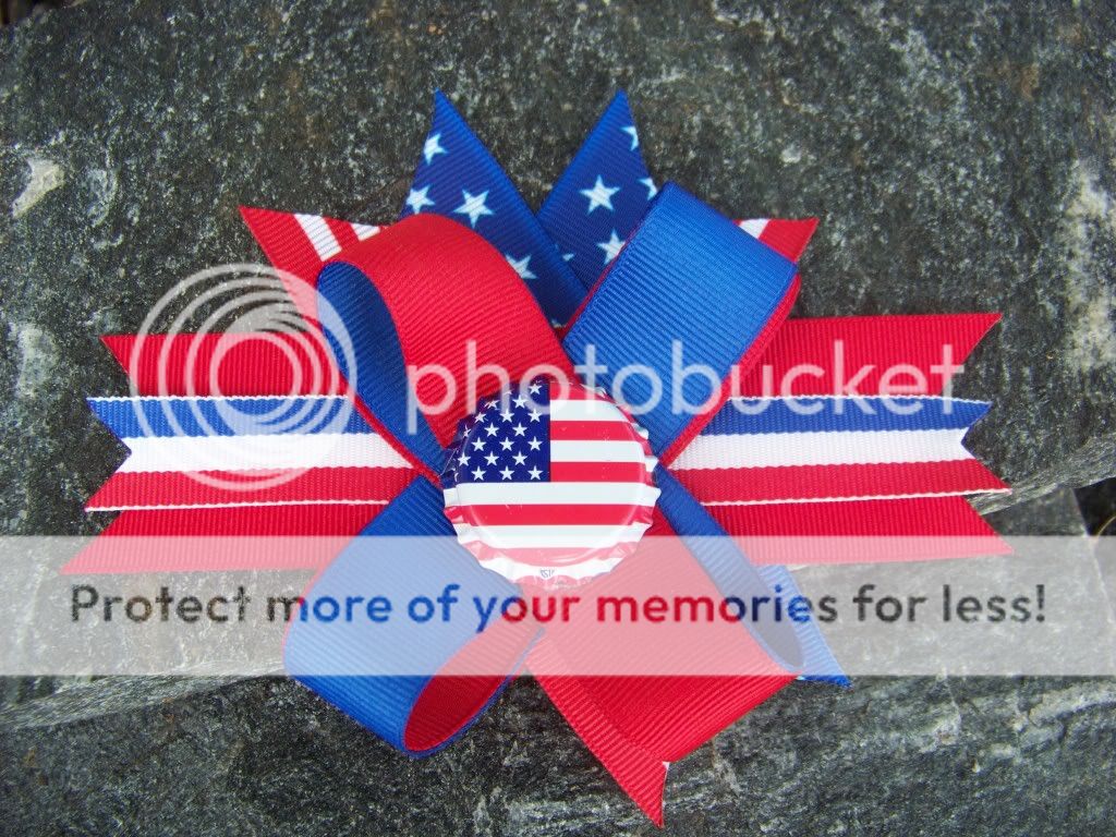 4TH OF JULY PATRIOTIC STARS STRIPES BOTTLECAP HAIRBOW  