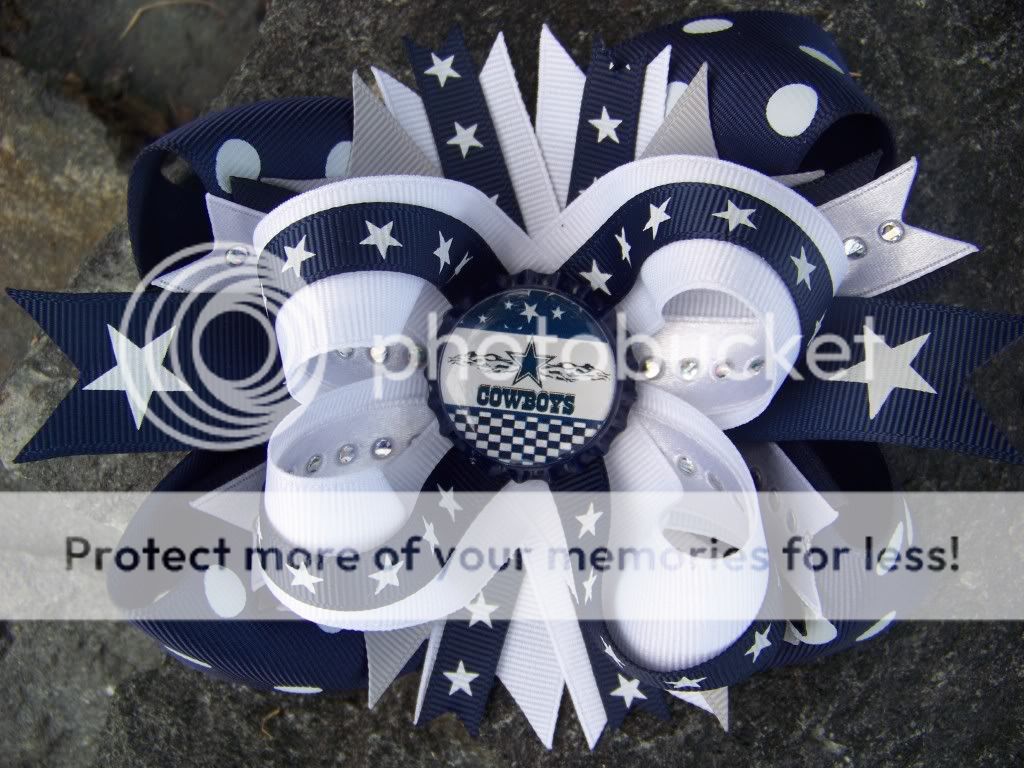 DALLAS COWBOYS BOTTLECAP HAIRBOW ~ CHOOSE YOUR BOTTLECAP CENTER 