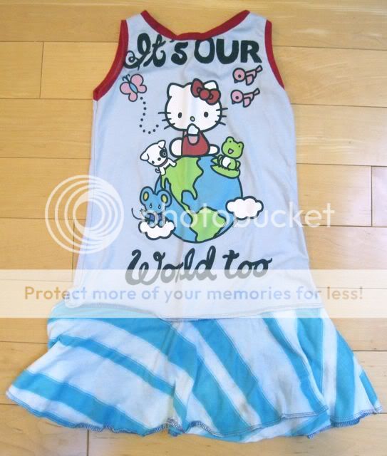 CUSTOM BOUTIQUE OU HELLO KITTY WORLD UPCYCLE DRESS 3T 4T  